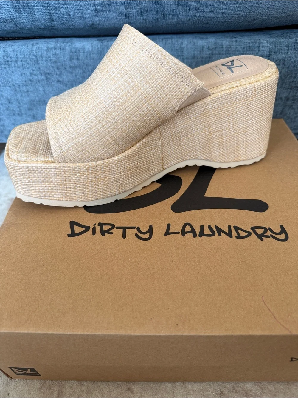 Dirty Laundry Trighton Natural Straw Beige Woven Platform Mule
